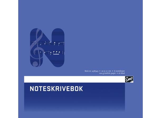 Noteskrivebok 20x21cm 6 linjer 16blad 